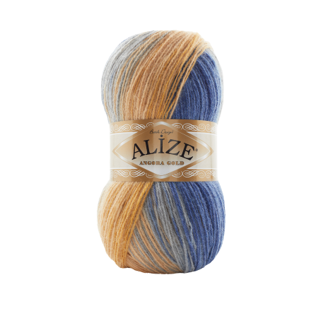 Angora Gold Batik (Alize) 7914 беж-синий, пряжа 100г