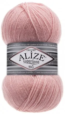Superlana Tig (Alize) 363 нежно розовый, пряжа 100г