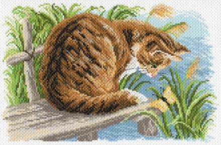 1688 &quot;Любопытный котенок&quot; канва с нанесенным рисунком