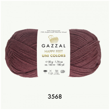 Happy Feet Uni Colors (Gazzal) 3568 инжир, пряжа 50г