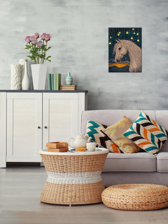 ALDD-315 &quot;Лунный конь&quot; алмазная мозаика со светодиодами на подрамнике 30х40 см