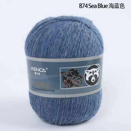 Пух норки и катушка с ниткой (Mink) 874 морской синий, пряжа 50г
