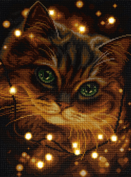 ALDD-321 &quot;Кот в гирлянде&quot; алмазная мозаика со светодиодами на подрамнике 30х40 см
