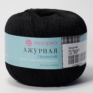 Ажурная (Пехорка) 02 Черный, пряжа 50г