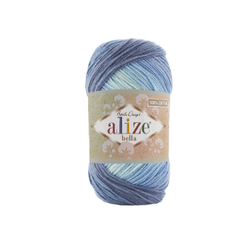 Bella batik (Alize) 3299 синий принт, пряжа 100г