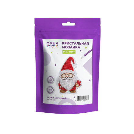 ALVM-128 магнит &quot;Гном с игрушкой&quot; алмазная мозаика 9х12 см