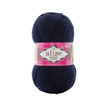 Superwash Wool (Alize) 958 тёмно синий, пряжа 100г