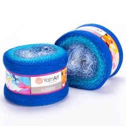 Flowers (Yarnart) 299 василек-бирюза-джинс, пряжа 250г