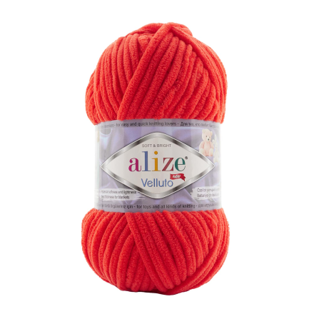 Velluto (Alize) 421 алый, пряжа 100г