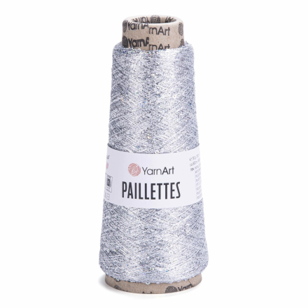 Paillettes (Yarnart) 8001 серебряный, пряжа 50г