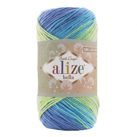 Bella batik (Alize) 4146 синий-бирюза-салат, пряжа 100г