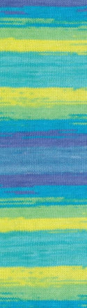 Bella batik (Alize) 4146 синий-бирюза-салат, пряжа 100г