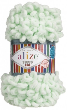 Puffy Fine (Alize) 464 бледный салат, пряжа 100г