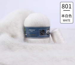 Пух норки и катушка с ниткой (Mink) 801 белый, пряжа 50г