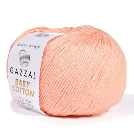Baby Cotton (Gazzal) 3412 персик, пряжа 50г