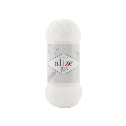 Diva Fine Forever (Alize) 55 белый, пряжа 100г