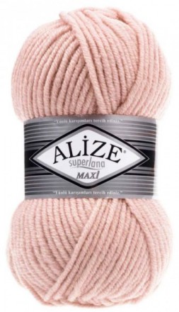 Superlana maxi (Alize) 523 бледно розовый, пряжа 100г