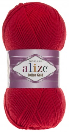 Cotton Gold (Alize) 56 красный, пряжа 100г