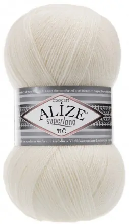 Superlana Tig (Alize) 62 молочный, пряжа 100г