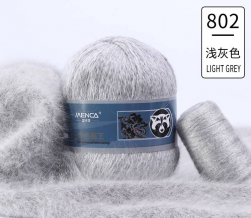 Пух норки и катушка с ниткой (Mink) 802 св.серый, пряжа 50г