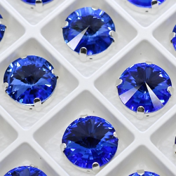 Страз в цапе 3019-116 Sapphire в серебряном цапе 10 мм
