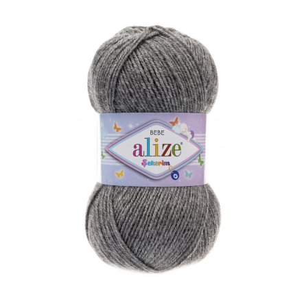Sekerim Bebe (Alize) 197 серый меланж, пряжа 100г