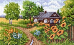 1407 &quot;Домик на окраине&quot; канва с нанесенным рисунком