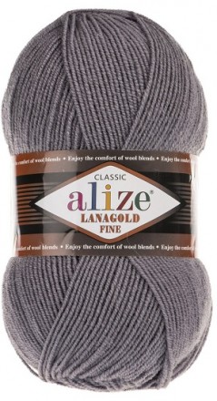 Lanagold Fine (Alize) 348 т.серый, пряжа 100г