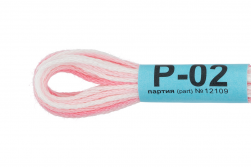 P-02 бл.розовый-бл.желтый, нитки мулине меланж Gamma 8м