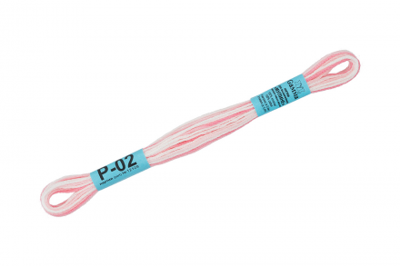 P-02 бл.розовый-бл.желтый, нитки мулине меланж Gamma 8м