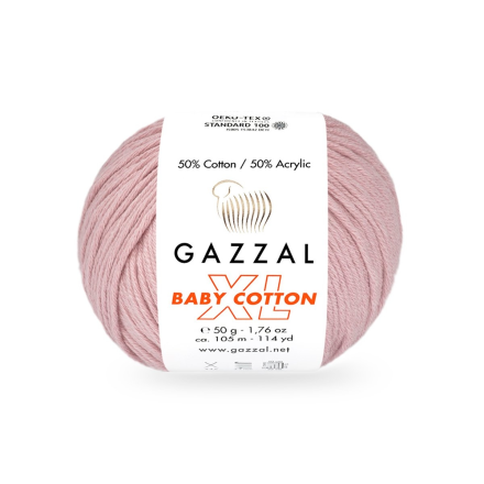 Baby Cotton XL (Gazzal) 3444 нежно розовый, пряжа 50г
