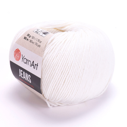 Jeans (Yarnart) 01 белый, пряжа 50г