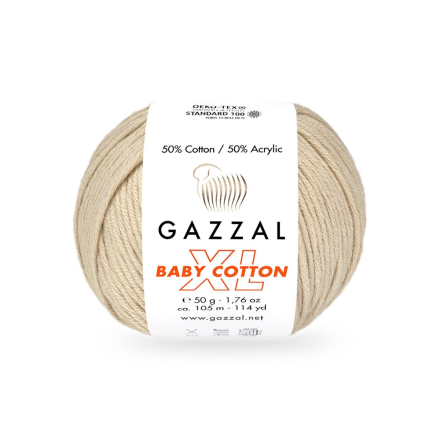 Baby Cotton XL (Gazzal) 3445 натуральный, пряжа 50г