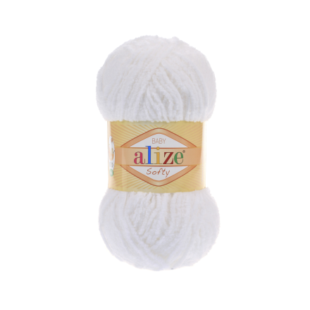 Softy (Alize) 55 белый, пряжа 50г