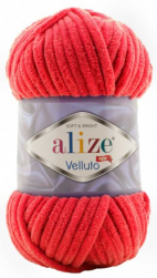 Velluto (Alize) 56 красный, пряжа 100г