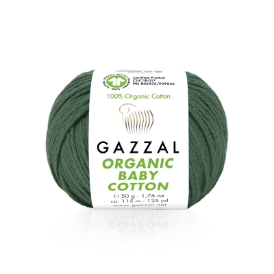 Organic Baby Cotton (Gazzal) 427 зеленый, пряжа 50г