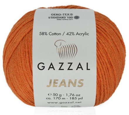 Jeans (Gazzal) 1156 мандарин, пряжа 50г