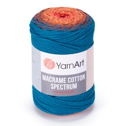 Macrame Cotton Spectrum (Yarnart) 1317 мор.волна-оранж, пряжа 250г