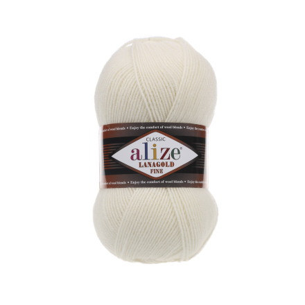 Lanagold Fine (Alize) 62 молочный, пряжа 100г