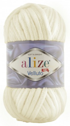Velluto (Alize) 62 молочный, пряжа 100г