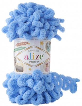 Puffy (Alize) 289 голубой, пряжа 100г