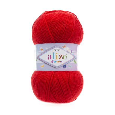 Sekerim Bebe (Alize) 56 красный, пряжа 100г