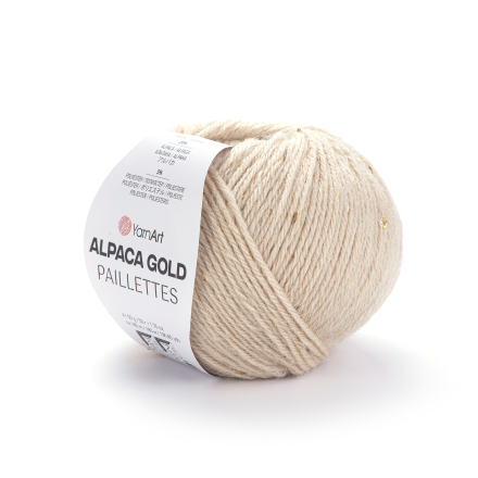Alpaca Gold Paillettes (Yarnart) 9302 св.бежевый, пряжа 50г