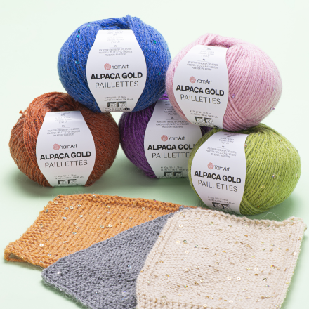 Alpaca Gold Paillettes (Yarnart) 9302 св.бежевый, пряжа 50г