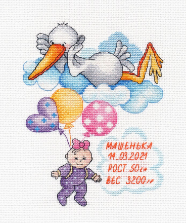 1413 &quot;Метрика. Машенька&quot; набор для вышивки крестом