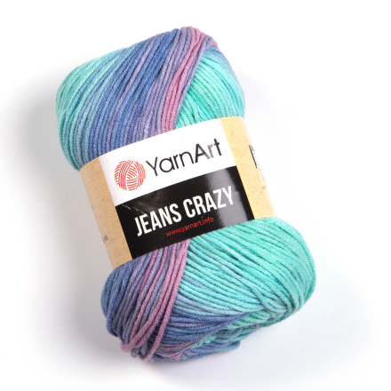 Jeans Crazy (Yarnart) 8203 сиреневый принт, пряжа 50г