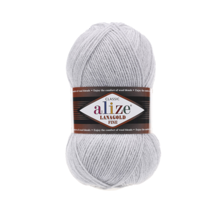 Lanagold Fine (Alize) 684 св.серый меланж, пряжа 100г