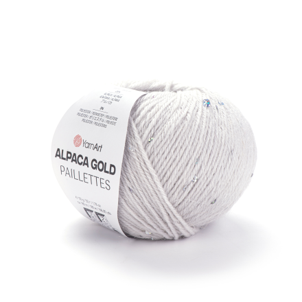 Alpaca Gold Paillettes (Yarnart) 9303 серебристый, пряжа 50г