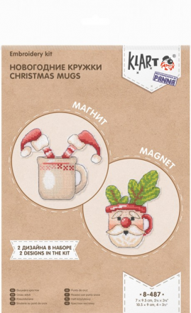 8-487 магнит &quot;Новогодние кружки&quot; набор для вышивания крестом
