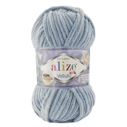 Velluto (Alize) 428 cерый, пряжа 100г